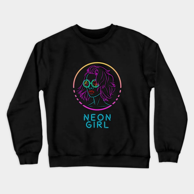 Neon Girl Crewneck Sweatshirt by samoliver_illustrator